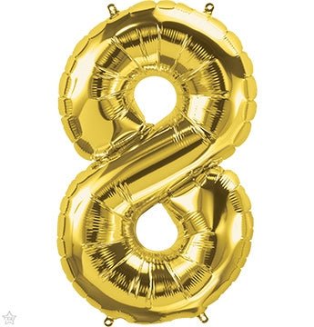 34" Balloon Number 8 - Gold - Premium Party Distribution