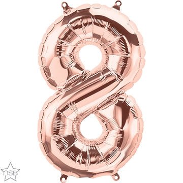 34" Balloon Number 8 - Rose Gold - Premium Party Distribution