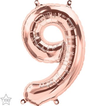 34" Balloon Number 9 - Rose Gold - Premium Party Distribution