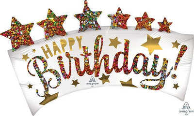 34" Happy Birthday Glitter Banner - Premium Party Distribution