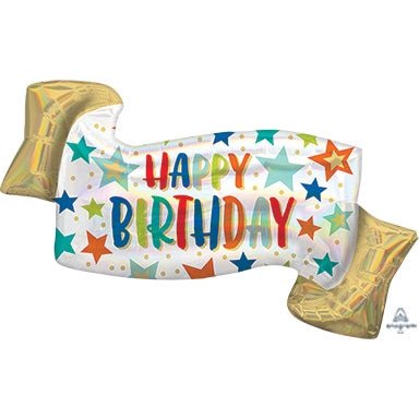 34" Iridescent Birthday Banner - Premium Party Distribution