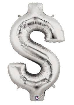 34" Megaloon Dollar Sign - Silver - Premium Party Distribution