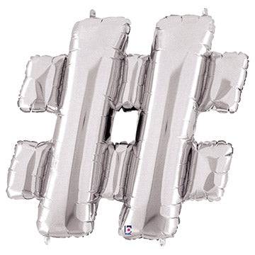 34" Megaloon Hashtag Symbol - Silver - Premium Party Distribution