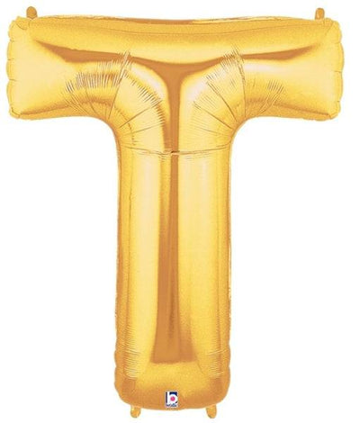 34" Megaloon Letter T - Gold - Premium Party Distribution