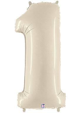 34" Megaloon Number 1 - White Sand - Premium Party Distribution