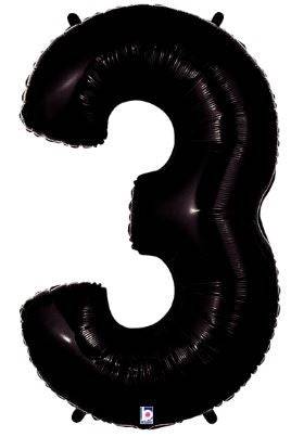 34" Megaloon Number 3 - Black - Premium Party Distribution