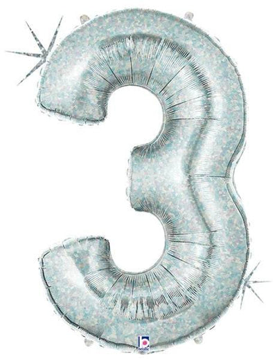 34" Megaloon Number 3 - Holographic - Premium Party Distribution