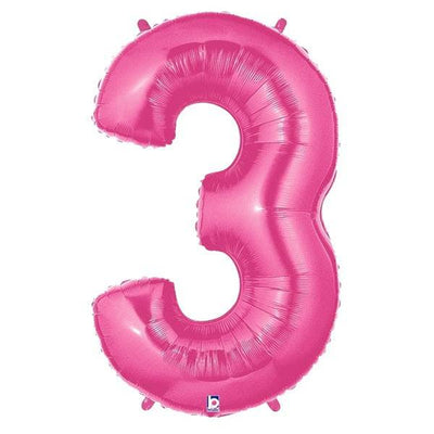 34" Megaloon Number 3 - Pink - Premium Party Distribution