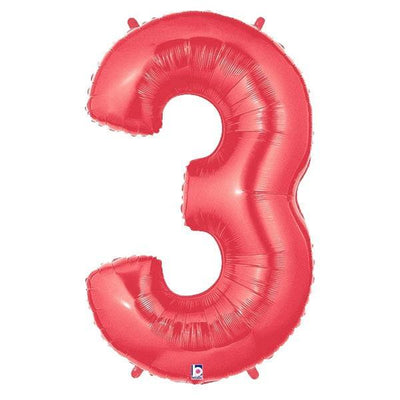 34" Megaloon Number 3 - Red - Premium Party Distribution