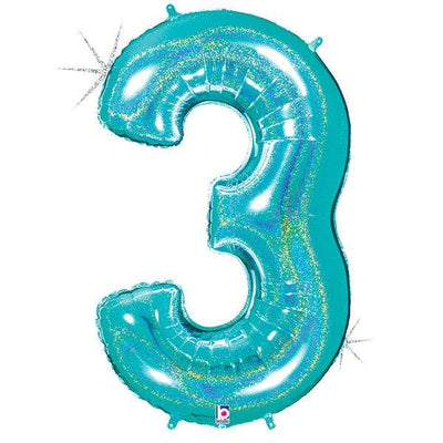 34" Megaloon Number 3 - Robin's Egg Blue - Premium Party Distribution