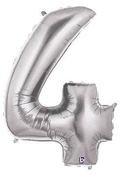 34" Megaloon Number 4 - Silver - Premium Party Distribution