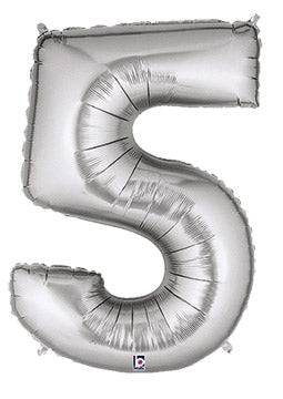 34" Megaloon Number 5 - Silver - Premium Party Distribution