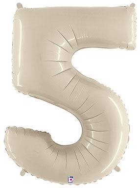 34" Megaloon Number 5 - White Sand - Premium Party Distribution