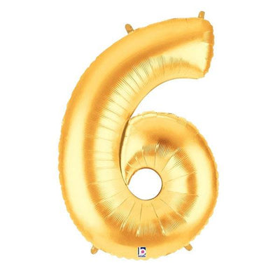 34" Megaloon Number 6 - Gold - Premium Party Distribution