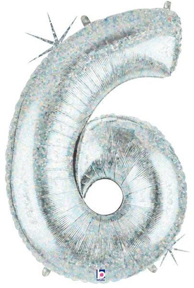 34" Megaloon Number 6 - Holographic - Premium Party Distribution