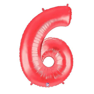 34" Megaloon Number 6 - Red - Premium Party Distribution