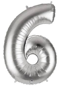 34" Megaloon Number 6 - Silver - Premium Party Distribution