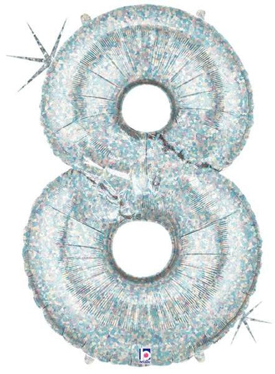 34" Megaloon Number 8 - Holographic - Premium Party Distribution