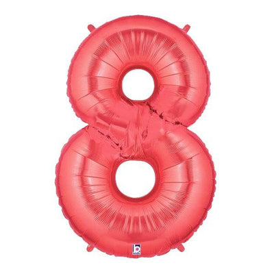 34" Megaloon Number 8 - Red - Premium Party Distribution