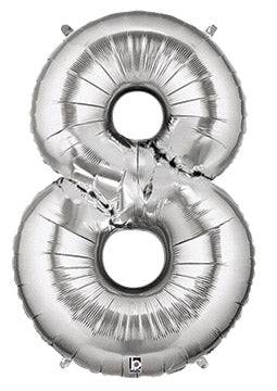 34" Megaloon Number 8 - Silver - Premium Party Distribution