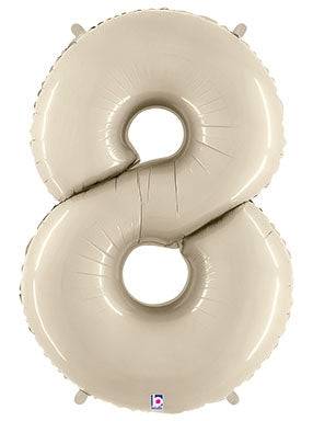 34" Megaloon Number 8 - White Sand - Premium Party Distribution