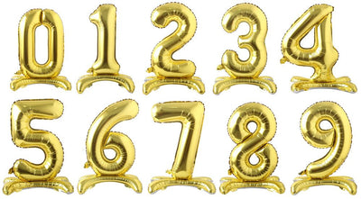 34" Standing Number Balloon - Gold - Premium Party Distribution