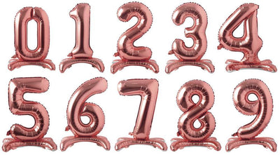 34" Standing Number Balloon - Rose Gold - Premium Party Distribution