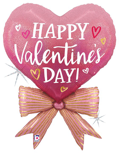 34" Valentine Pink Bow Heart - Premium Party Distribution