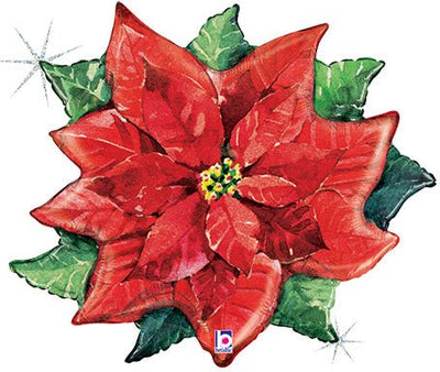 34" Watercolor Poinsettia Holographic - Premium Party Distribution
