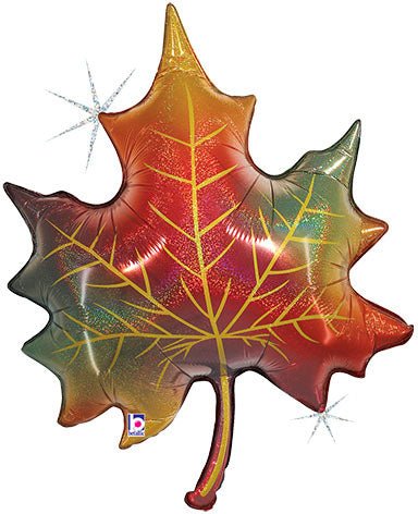 35" Glitter Fall Leaf - Holographic (5ct) - Premium Party Distribution