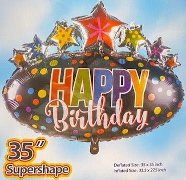 35" Happy Birthday Stars - Premium Party Distribution