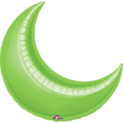 35” LIME CRESCENT Foil Balloon - Package of 3 - Premium Party Distribution