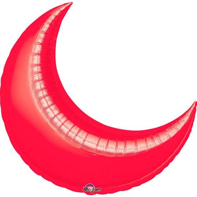 35” RED CRESCENT Foil Balloon - Package of 3 - Premium Party Distribution