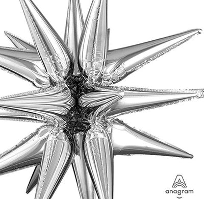 35” SILVER Magic Star - Foil Balloon - Air Fill ONLY - Premium Party Distribution