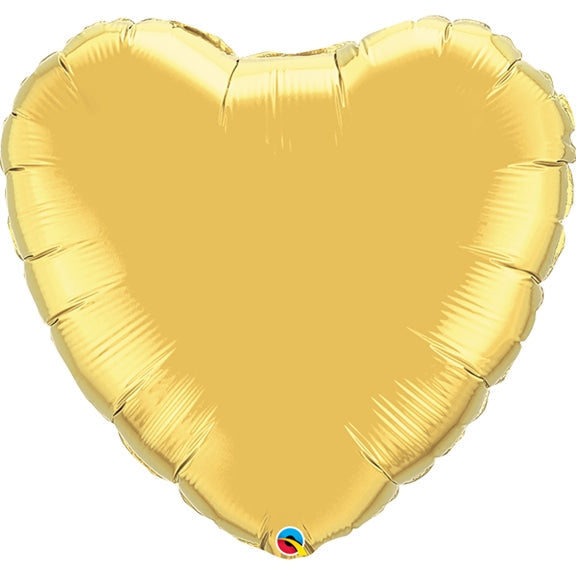 18in GOLD Heart - Pack of 10 - Qualatex Foil