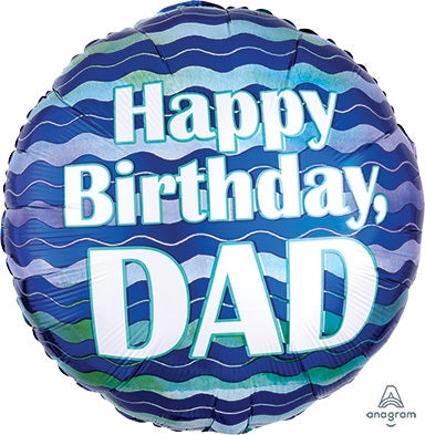 Happy Birthday Dad Waves Foil Balloon