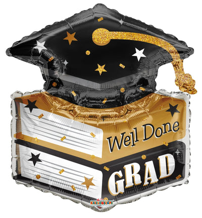 36" Congrats Well Done Grad Books Cup Balloon (5 - Pack) - ConverUSA - Premium Party Distribution