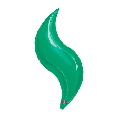 36” GREEN CURVE Foil Balloon - Package of 3 Helium or Air Fill - Valved - Premium Party Distribution