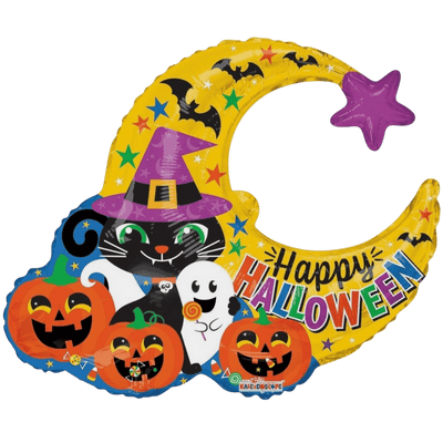 36" Happy Halloween - Cat and Moon - Premium Party Distribution