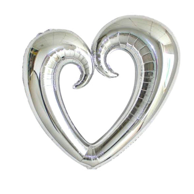 36" Hollow Hook Heart - Silver (3ct) - Premium Party Distribution