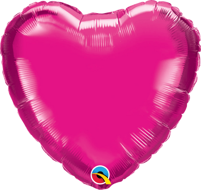 36" MAGENTA Heart Foil Balloon - Package of 5 - Premium Party Distribution
