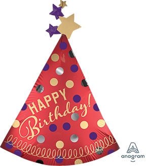 36" Red Satin Birthday Party Hat - Premium Party Distribution