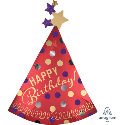 36" Red Satin Birthday Party Hat (5ct) - Premium Party Distribution