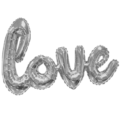 36" Script Love - Silver - Premium Party Distribution