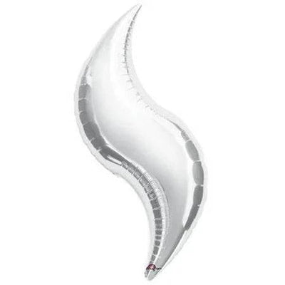 36" Silver Curve Foil Balloon (3ct) - Anagram - Premium Party Distribution