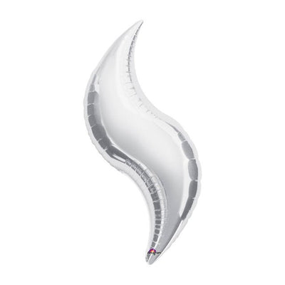 36” SILVER CURVE Foil Balloon - Package of 3 Helium or Air Fill - Valved - Premium Party Distribution