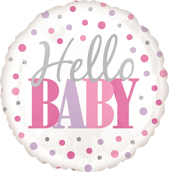 Hello Baby Dots - Pink Balloon