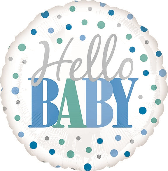 Hello Baby Dots - Blue Balloon