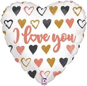 ROSE GOLD Hearts I Love You Foil Balloon