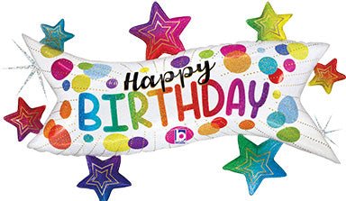 37" Birthday Banner Stars Holographic - Premium Party Distribution